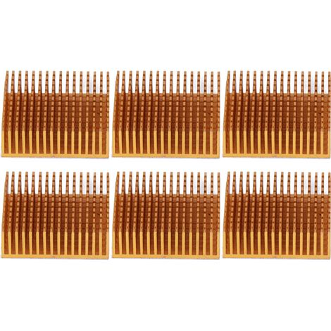 Dissipateur thermique en alliage d'aluminium 8 pièces pour applications de puissance électronique, conception à fentes, 50x50x15mm, finition dorée avec support adhésif. (1/5)