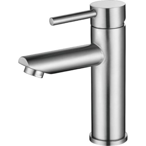 Robinets d'évier, robinet de salle de bain monotrou, robinet d'évier chaud et froid en acier inoxydable avec tuyau antidéflagrant en acier inoxydable (1/3)