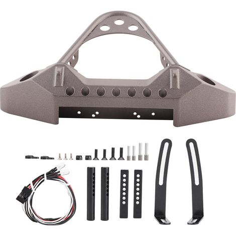 Pare-chocs avant métallique avec 2 feux LED pour voiture RC Traxxas TRX-4 1/10, couleur titane (1/5)