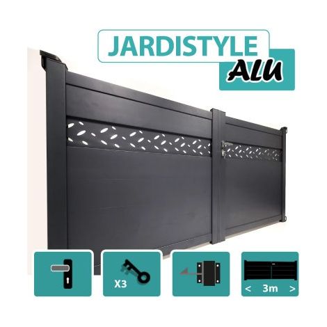 Portail Aluminium Gris Anthracite - Design - Largeur 3m - 1,80 mètre (1/4)