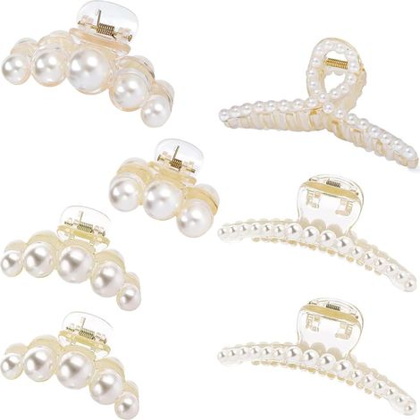 7PCS Pinces Cheveux, Pinces à Griffe Cheveux Griffes Perle Pinces à Cheveux Antidérapante Clips Griffe Cheveux Pince à Griffe de Cheveux pour Femmes Filles (1/5)