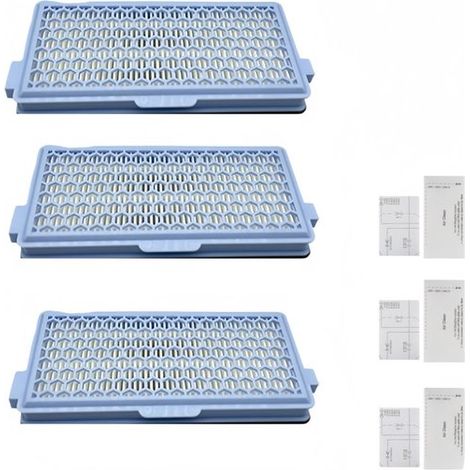 Filtri HEPA di ricambio per aspirapolvere Miele Guard GN Hycean3D modelli S8340/C2/C3/S6 S1/L1 Compact C1/Complete C2. Include 3 filtri HEPA e 3 filtri di scarico Airclean. (1/3)