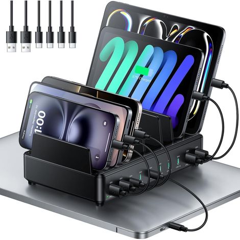 Station de Charge Multi-appareils 400W, PD100W Station de Charge USB-C GaN 10 Ports, Chargeur de Bureau avec Charge Rapide, Compatible avec Pro/Air, et Galaxy (1/5)