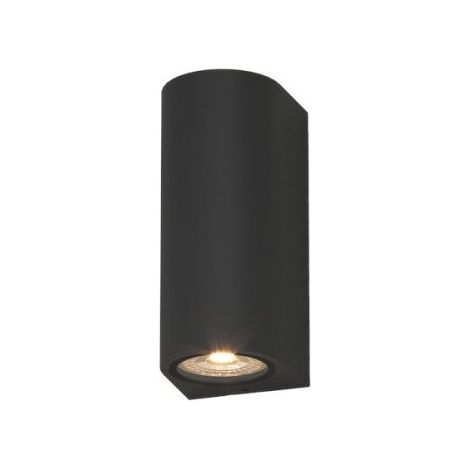 Applique biemissione top light lione ag gu10 led ip65 alluminio vetro, finitura metallo nero