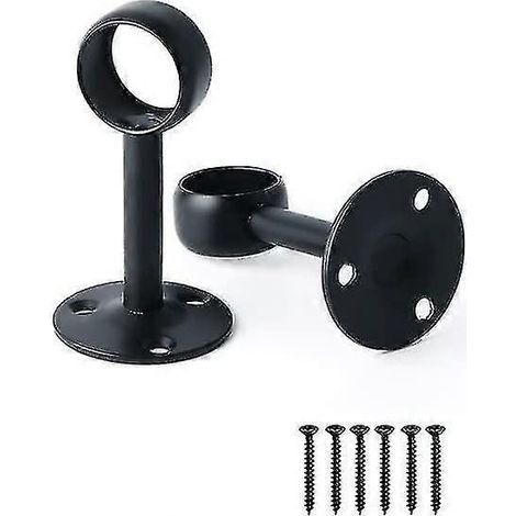 Support de tringle à rideaux/penderie avec vis, fixation au plafond, acier inoxydable noir mat, diamètre 32 mm, lot de 2 (1/5)