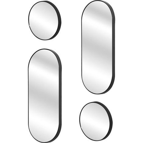 Ensemble de 4 Miroirs Déco Ronds et Ovale Noir - VILON (1/5)