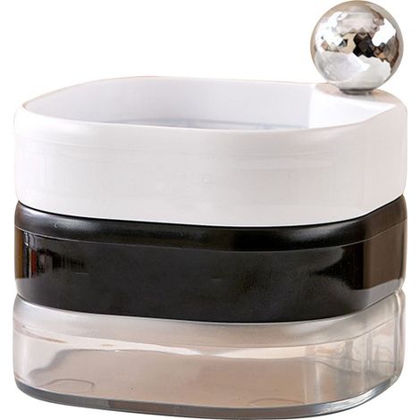 Mehrschichtige, drehbare Schmuckschatulle aus oxidationsbeständigem Kunststoff, elegantes Schmuckkästchen für Armbänder und Ohrringe, Reisegröße, weiß, schwarz und transparent. (1/5)