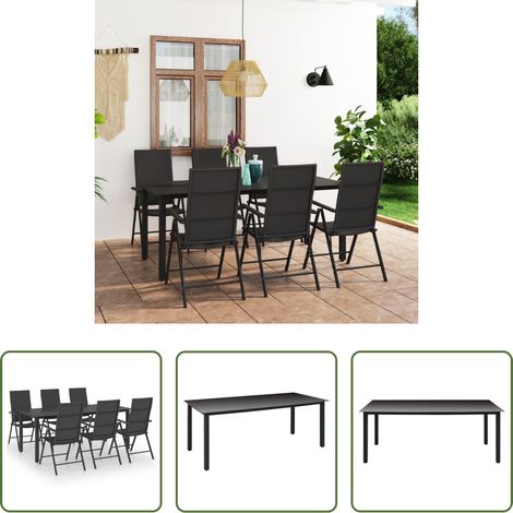 vidaXL Terrassenset - 7-tlg. Garten-Essgruppe Schwarz (1/5)