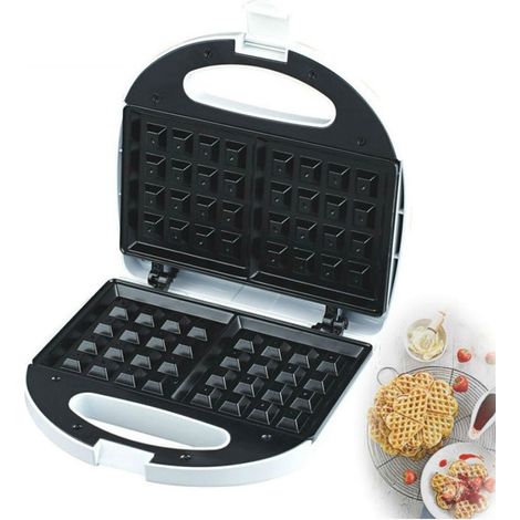 TrAdE Shop Traesio - Macchina Per Cialde A Cuore Piastra Waffle Acciaio Waffel Waffle Wafer 750w - (1/5)