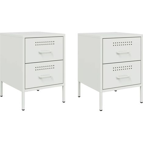 Set di 2 comodini con cassetti 36 x 39 x 50,5 cm acciaio bianco DEC034868