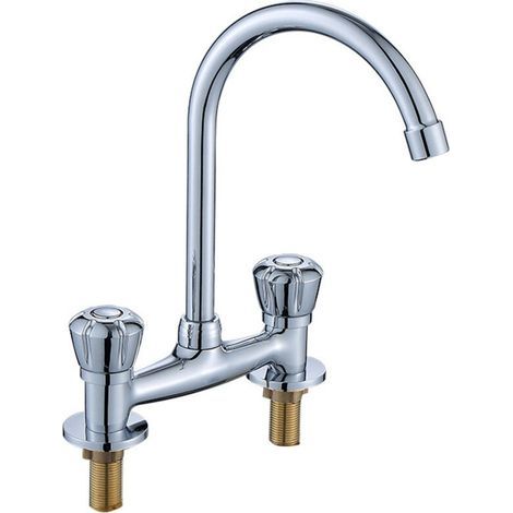 Robinet de lavabo à double poignée et double trou de style ancien, robinet de lavabo de cuisine commerciale à domicile chaud et froid, distance du trou vertical 15CM