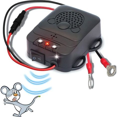 Ultraschall-Autoabwehrgerät, elektronisches Ratten- und Marderabwehrgerät mit LED-Blitzlichtern für Auto, Scheune, Küche (1/4)