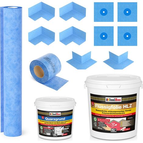 Dichtset Flüssigfolie HLZ 20 kg Quarzgrund Dichtband Dichtbahn Bad Balkon Dusche (1/5)