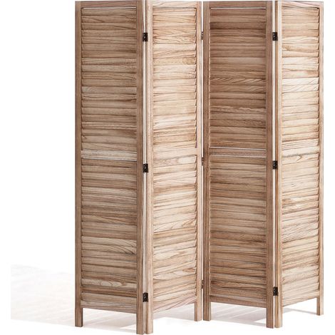 Cloison de Séparation en Bois, Séparateur de Pièce Pliable à 4 Panneaux, Paravent de Confidentialité Intérieur à Volet 170 cm de Haut, pour Séparation de Pièce, Bureau, Chambre à Coucher (1/5)