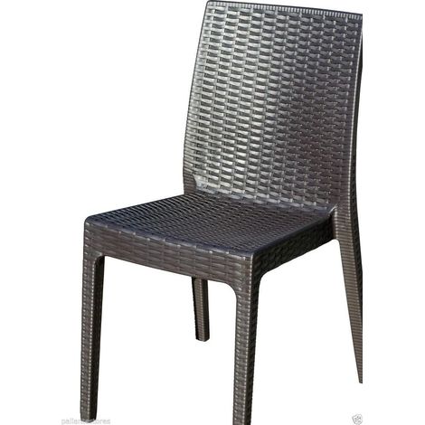 POLTRONA SEDIA RESINA ARETA SELENE MARRONE EFFETTO RATTAN TERRAZZI