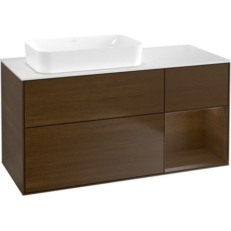 V&B Waschtischunterschrank Finion 120x60 cm, Reg re wal ven, Walnut veneer (1/2)