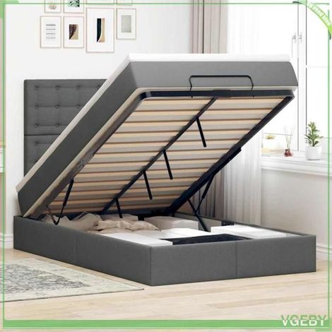 Cadre de lit ottoman avec matelas - 3314163 - Gris foncé - 120x200 cm - Rangement hydraulique (1/5)