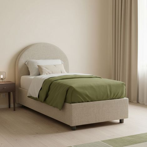 Talamo Italia Einzelbett Beatrice, Containerbett mit Stoffbespannung, 100% Made in Italy, Frontöffnung, passend für Matratze Cm 80x190, Turteltaube (1/5)