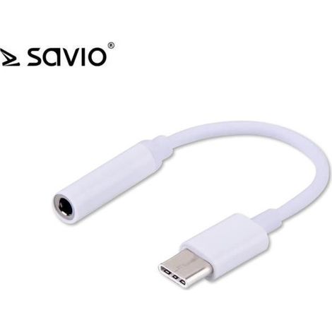 ADAPTADOR USB-C A JACK 3.5 SAVIO AK-35 WHITE (1/2)