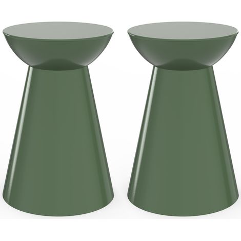 2er-Set runde Beistelltische, Sofatische, Nachttische ODETTE 30 cm, Metall in Khaki-Grün (1/5)