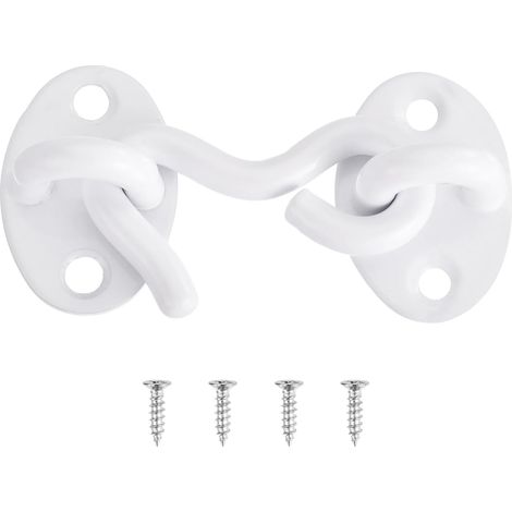 Loquet de Porte de Grange à Crochet et Œillet de 2 Pouces en Acier Inoxydable pour la Vie Privée, Quincaillerie de Verrouillage de Porte Coulissante pour Fenêtre, Chambre, Blanc