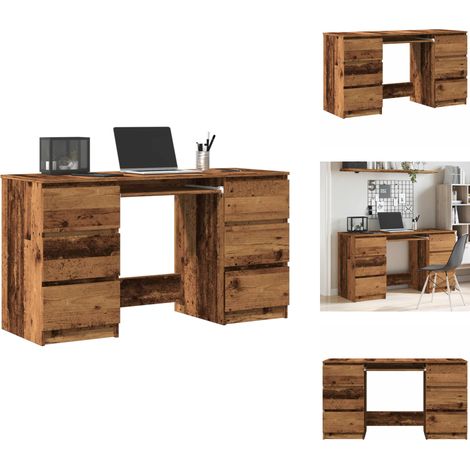 Bureau vieux bois 140x50x77 cm bois d'ingénierie - Bureau - Bureaux - Bureau De Travail - Bureau D'écriture (1/5)