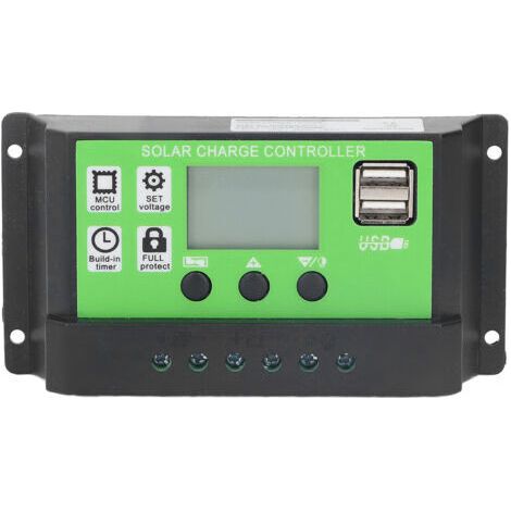 Solarladeregler, einstellbare Parameter, intelligentes Bedienfeld, Batterieregler mit LCD-Display, 12 V/24 V, selbstadaptiv, 20 A