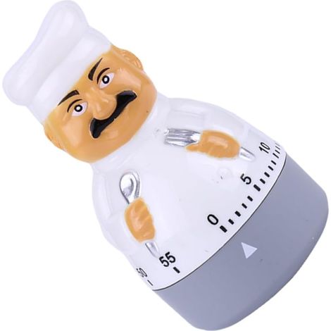 Minuteur Mécanique en Plastique Cuisine Blanc Forme Chef Cartoon (1/5)