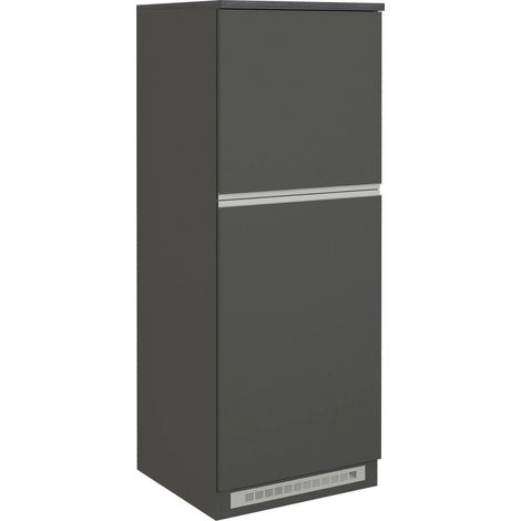 Dmora - Dispensa da cucina Plinio, Mobile multiuso, Armadio porta frigo a 2 ante, 100% Made in Italy, 60x60h165 cm, Antracite e Ardesia, con imballo rinforzato