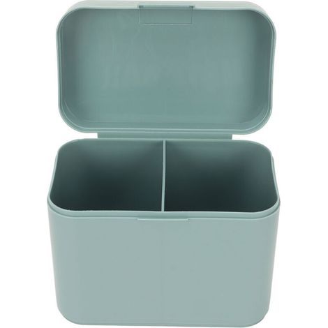 Boîte de Rangement Bureau 2 Compartiments Séparés Multifonction Antipoussière Grande Capacité Organisateur de Disques Démaquillants Vert (1/5)