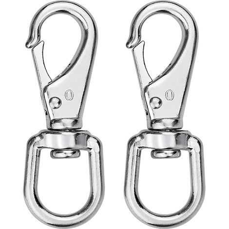 2 Pièces Mousqueton Pivotant en acier inoxydable,Longueur 69mm,360 °Mousqueton-Crochets Pivotant pour Collier de Chien,Argenté (1/5)