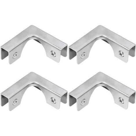 Pince à Verre, 4 Pièces de Connecteurs en Verre en Acier Inoxydable en Forme de L, Supports de Fixation à Angle Droit pour Fixation d'Aquarium Sans Bord Armoire, Pour Verre de 5 à 8 mm (1/5)