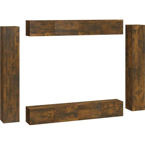 Maison Exclusive - Set Mobili Porta TV 8pz Rovere Fumo in Legno Multistrato (1/5)