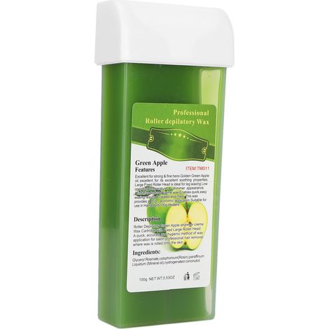 Cire dépilatoire chauffante 100 g, rouleau professionnel, cire dépilatoire pour épilation à domicile, pomme verte (1/5)