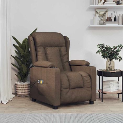 Massagesessel Elektrisch Braun Stoff vidaXL (1/5)