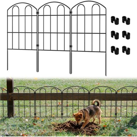 Clôtures de Jardin en Métal, Clôture à insérer, 10 pièces Clôture décorative en plein air, clôtures d'animaux pour chiens et lapins, Antirouille, Facile à Installer, 61 cm x 3,3 m (1/5)