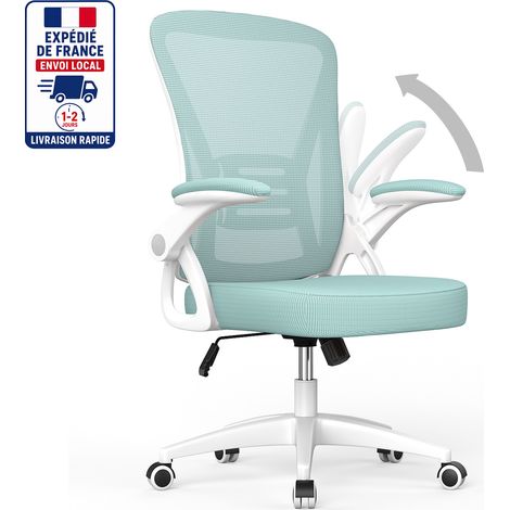 Fauteuil de Bureau Xhomrattan, Chaise Ergonomique à roulette, Hauteur Ajustable, Soutien Lombaire Dossier Règalable, Poids Max 150kg,Vert