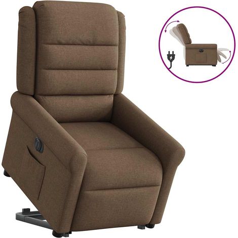 Relaxsessel mit Aufstehhilfe Elektrisch Braun Stoff
