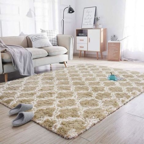Tapis De Salon Shaggy 200 X 300cm En Modèle De Gourde Marron (1/4)