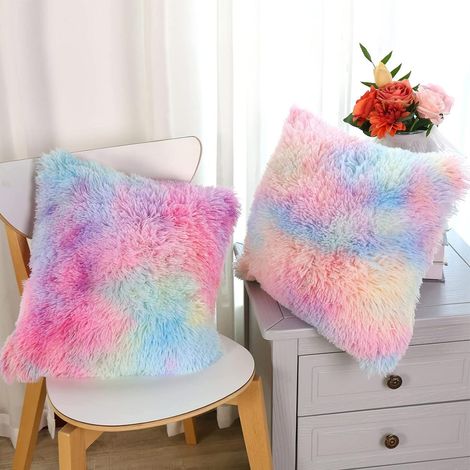 4er Set kissenbezüge Künstlich Pelz Fellkissen Dekorative Deko Kissen Kuschelkissen Flauschig Sofakissen Weich Plüschkissen für Sofa 40x40 cm