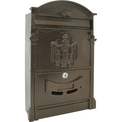 CASSETTA BUCA POSTALE LETTERE POSTA ALLUMINIO CASA ESTERNO 26x9xh41cm BRONZO 791vit