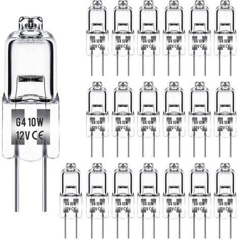 G4 12V 10W Halogen Bulb, G4 Bulb, Dimmable G4 Halogen Bulb, 2800K Warm White, Flicker-Free, G4 Bi-pin Base, Clear Capsule for Crystal Chandeliers, 20 Pieces (1/4)