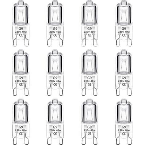 Lot de 12 Ampoule Halogène G9 40W 230V Dimmable 0-100%, 480LM, Blanc Chaud 2700K, G9 Bi-Pin Base Halogène Lampe, Sans Scintillement, pour Four, Lustres,Lampes de Paysage, Éclairage d'armoire (1/4)