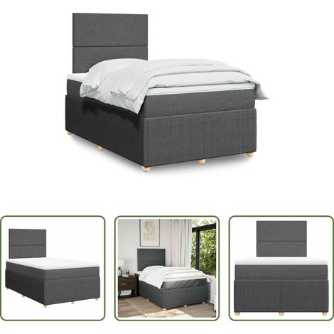 Matratze - Boxspringbett mit Matratze Dunkelgrau 120x200 cm Stoff (1/5)