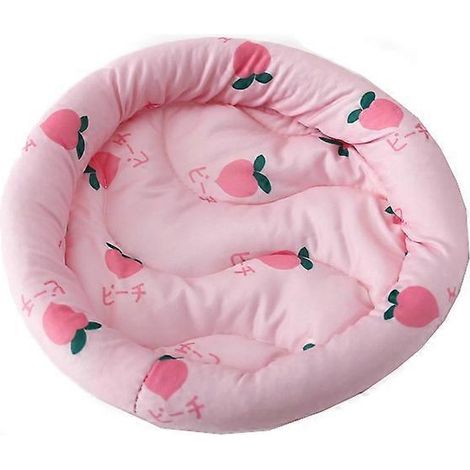 Nid rond moelleux pour lapin, hérisson, furet, souris, gerbille et écureuil – Coussin rafraîchissant d'été, literie douce, grand modèle rose.