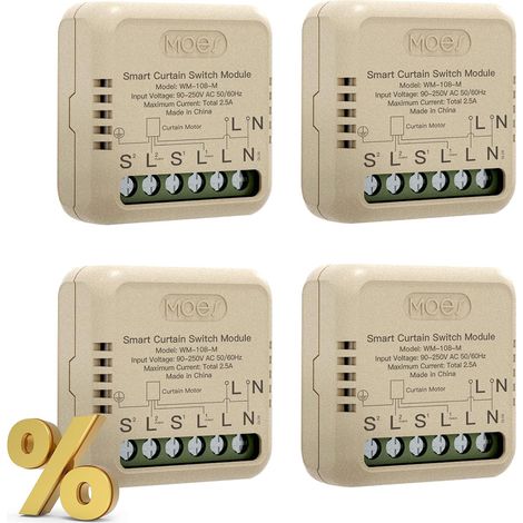 Interrupteur Module Volet Roulant Connecté, Commutateur de Rideau WiFi, Compatible avec Commande Vocale, Intelligent Relais Domotique, 4PCS (1/5)