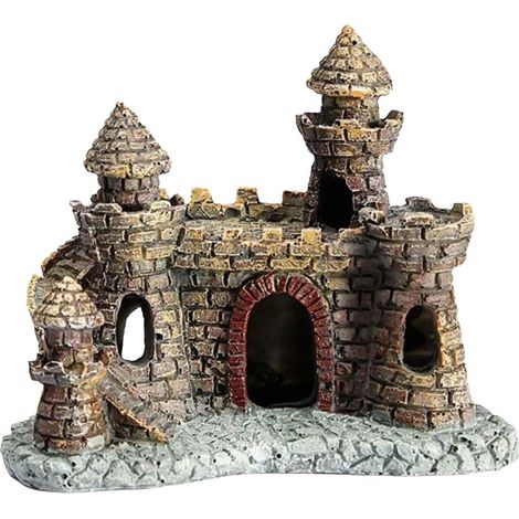 Château Décor Aquarium - Paysage en Résine pour Bac à Poissons - Ornement de Bassin Intérieur Extérieur - 11,5 x 6,5 x 10 cm - 1 Pièce