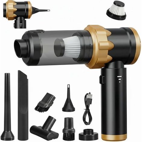 Handheld vacuum cleaner, 22000Pa handheld vacuum cleaner battery, car vacuum cleaner (with brushless motor), cordless car vacuum cleaner suitable for office and home, black. (1/5)