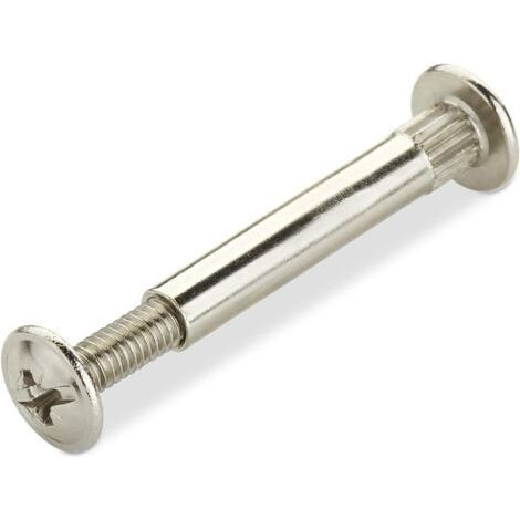 Pack of 10 furniture assembly screws Ø 5 mm with M4 thread, mounting screws with nickel-plated steel socket for 31-40 mm thick wood, connector for cabinets. (1/5)