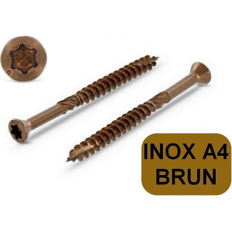 200 vis terrasse inox A4 brunie tête réduite décorative Torx TX25 autoforeuse 5 x 80 mm